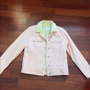 Pink corduroy jacket with fur lining